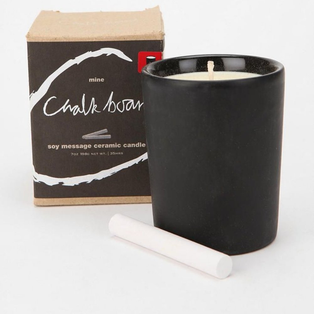 Mine chalk board message candle
